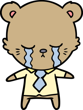 Bir insan tarafından çizilmiş ağlayan ayı çizgi film çizeri.