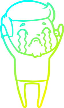 Bir insan tarafından çizilmiş ağlayan bir çizgi film karakteri çizimi.