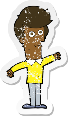 İnsan tarafından çizilmiş bir karikatürcünün gerilmiş çıkartması.