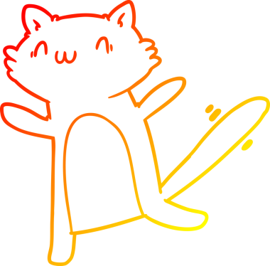 Bir insan tarafından çizilen çizgi film kedisinin sıcak çizgi çizimi