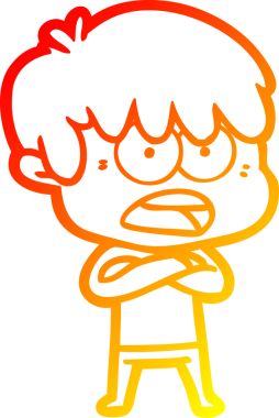 Bir insan tarafından çizilmiş endişeli bir çizgi film çocuğu çizimi.