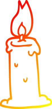 Bir insan tarafından çizilmiş yanan bir mumun sıcak çizgi çizimi