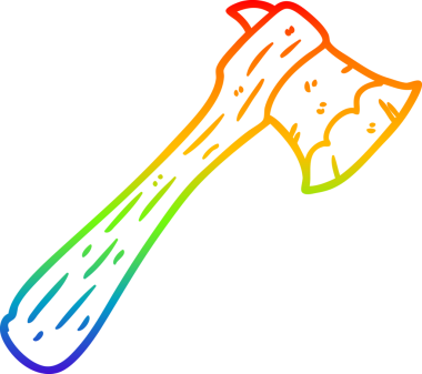 bir insan tarafından çizilmiş eski bir baltanın gökkuşağı gradyanı çizimi