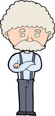 Bir insan tarafından çizilmiş yaşlı adam çizgi filmi.