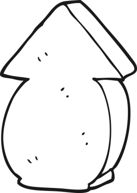 Bir insan tarafından çizilmiş siyah beyaz çizgi film şişman oku.