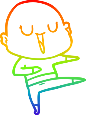 gökkuşağı gradyan çizimi mutlu bir çizgi kel adamın çizimi bir insan tarafından çizildi