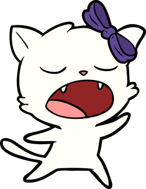 Bir insan tarafından çizilmiş şarkı söyleyen bir kedi.