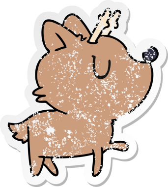 Bir insan tarafından çizilmiş kawai sevimli geyiğinin sıkıntılı karikatür çizimi