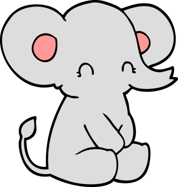 Bir insan tarafından çizilmiş şirin bir fil.