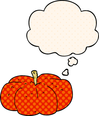 Çizgi roman tarzında bir insan tarafından çizilmiş düşünce balkabağı.