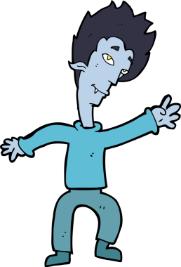 Bir insan tarafından çizilmiş cadılar bayramı vampiri çizgi filmi.