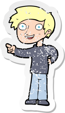 Bir insan tarafından çizilmiş karikatür adamın gerilmiş çıkartması.