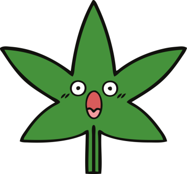 Bir insan tarafından çizilmiş marihuana yaprağı karikatürü.