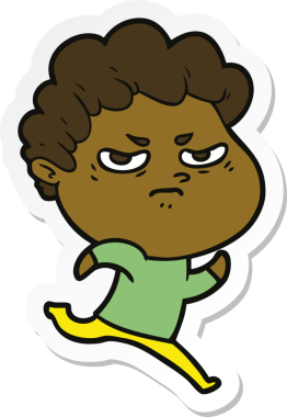 Bir insan tarafından çizilmiş kızgın bir adamın çıkartması.