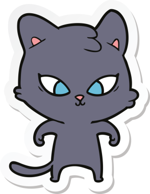 Bir insan tarafından çizilmiş şirin bir çizgi film kedisinin çıkartması.