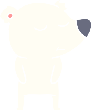 Bir insan tarafından çizilmiş mutlu düz renkli çizgi film kutup ayısı.