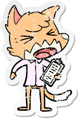 Bir insan tarafından çizilmiş kızgın bir tilkinin sıkıntılı çıkartması.