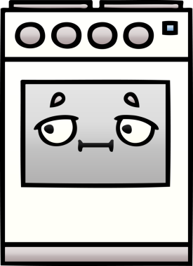 Bir insan tarafından çizilmiş mutfak fırınının gölgelenmiş karikatürü.