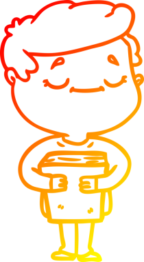 Bir insan tarafından çizilmiş kitabı taşıyan barışçıl bir adamın sıcak çizgi çizimi.