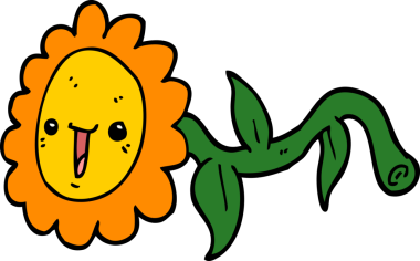 Bir insan tarafından çizilmiş karikatür çiçeği