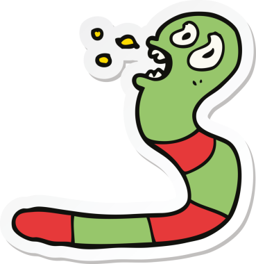 Bir insan tarafından çizilmiş korkmuş bir solucanın çıkartması.