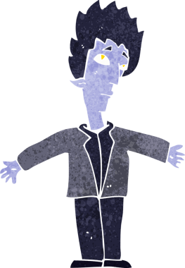 Bir insan tarafından çizilmiş vampir adam çizgi filmi.