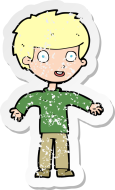 Bir insan tarafından çizilmiş mutlu bir adamın karikatür yapıştırması.