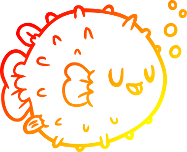 Bir insan tarafından çizilen balon balığının sıcak gradyan çizgisi