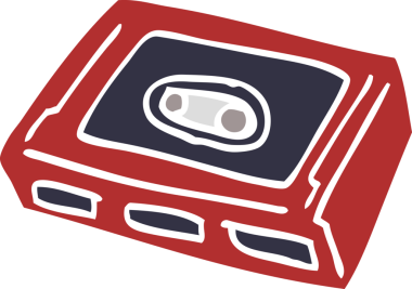 bir insan tarafından çizilmiş karalama retro kaset.