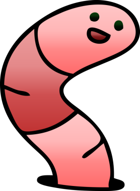 bir insan tarafından çizilmiş gölgeli solucanlı bir çizgi film.