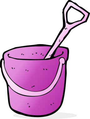 Bir insan tarafından çizilmiş kürek ve kova.