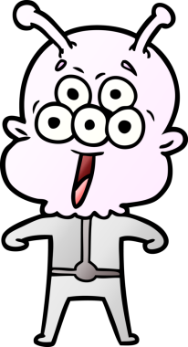 Bir insan tarafından çizilmiş mutlu bir uzaylı çizgi filmi.