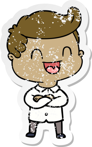 Bir insan tarafından çizilmiş mutlu bir adamın sıkıntılı çıkartması.