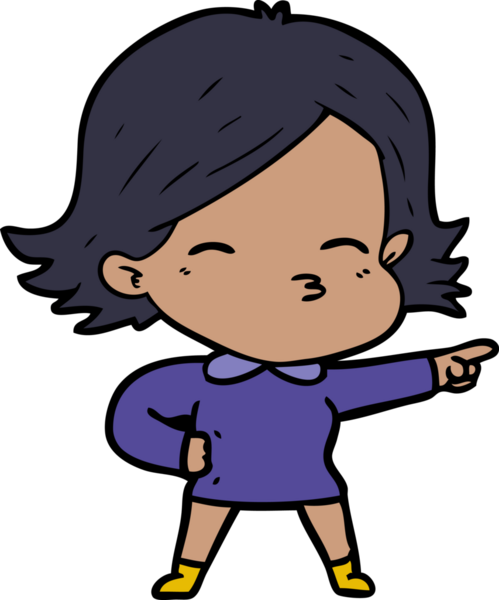 Bir insan tarafından çizilmiş çizgi film kadını.