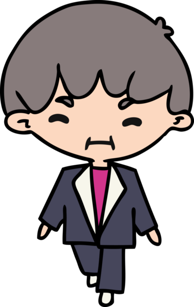 Bir insan tarafından çizilmiş kawaii takım elbiseli yakışıklı adam.