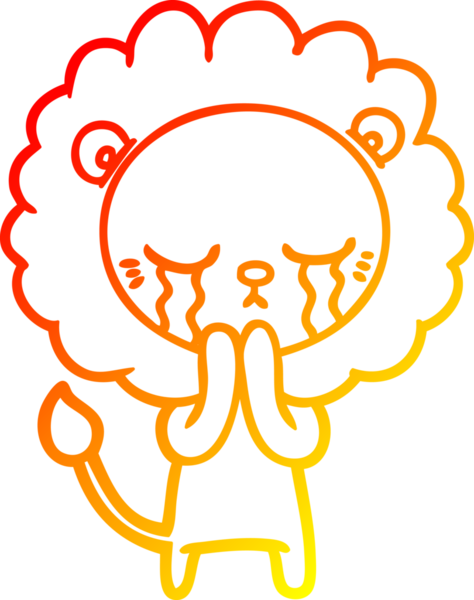 Bir insan tarafından çizilmiş, ağlayan bir aslanın sıcak çizgi çizgisi.
