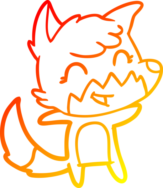 Bir insan tarafından çizilmiş mutlu bir tilkinin sıcak çizgi çizimi