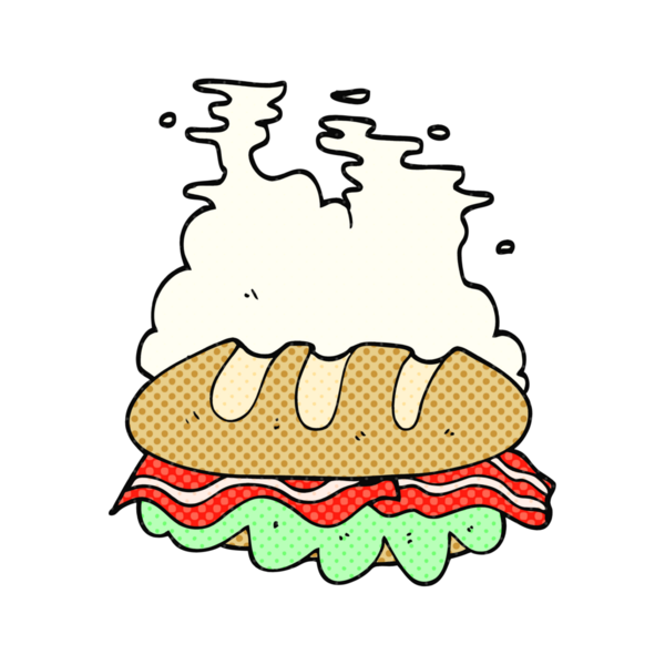 Bir insan tarafından çizilmiş dev bir sandviç.