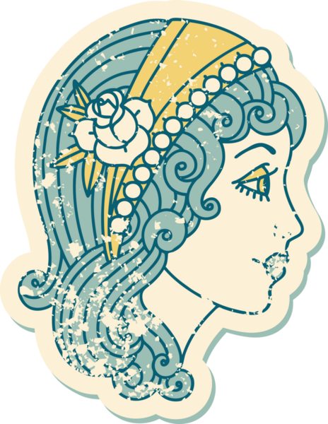 Bir insan tarafından çizilmiş çingene kafasının sembolik dövmesi.