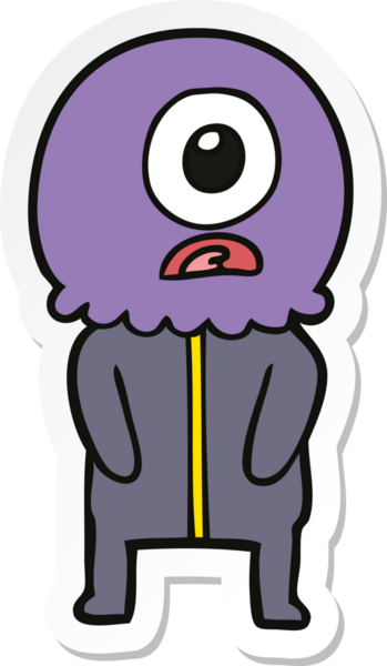 Bir insan tarafından çizilmiş uzaylı uzay adamının çizdiği Tepegöz 'ün çıkartması.