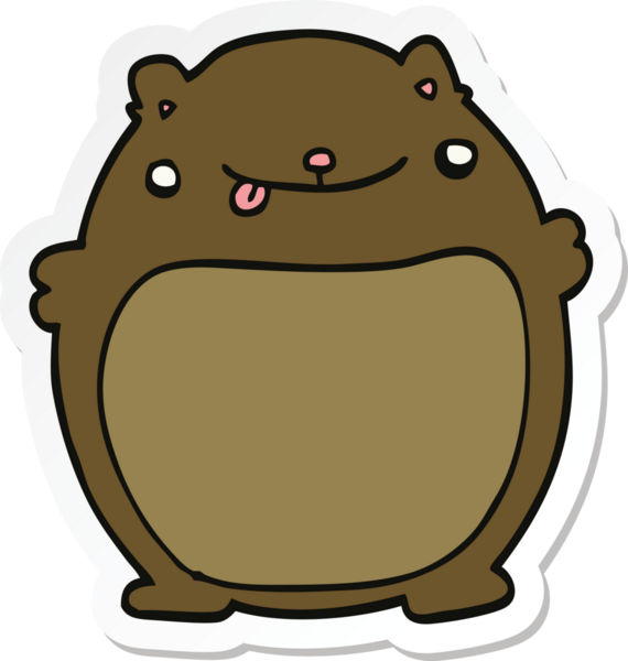 Bir insan tarafından çizilmiş çizgi film ayısının çıkartması.