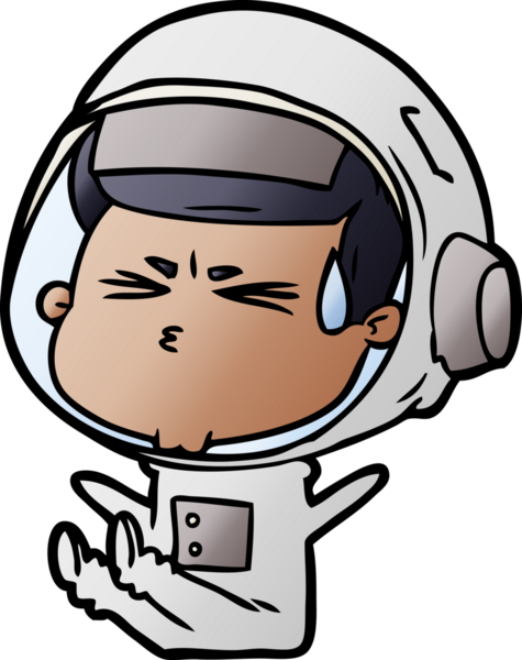 Çizgi film bir insan tarafından çizilmiş astronot.