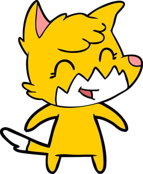 Bir insan tarafından çizilmiş tilki çizgi film karakteri