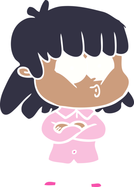 Bir insan tarafından çizilmiş düz renkli bir karikatür.