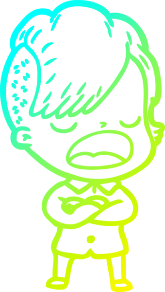 Bir insan tarafından çizilmiş havalı bir hippi kızın soğuk gradyan çizimi.