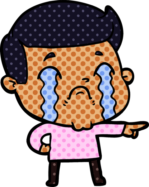 Bir insan tarafından çizilmiş ağlayan çizgi film adamı.