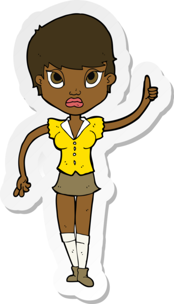 Bir insan tarafından çizilmiş, karikatür gibi güzel bir kadının çıkartması.