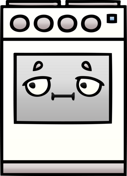 Bir insan tarafından çizilmiş mutfak fırınının gölgelenmiş karikatürü.