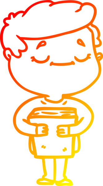 Bir insan tarafından çizilmiş kitabı taşıyan barışçıl bir adamın sıcak çizgi çizimi.