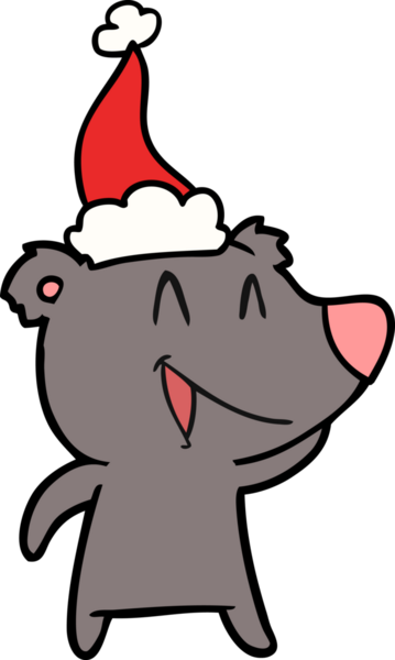 Gülen ayı eli çizgisi bir insan tarafından çizilmiş Noel Baba şapkası